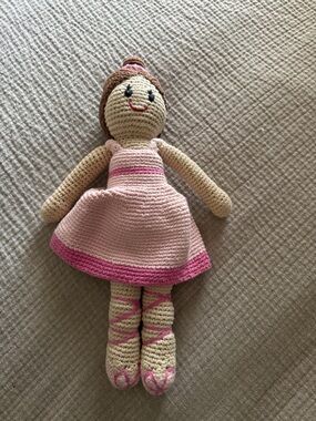 Pebble Handmade Crochet Knit Doll with
Pink ballerina Outfit